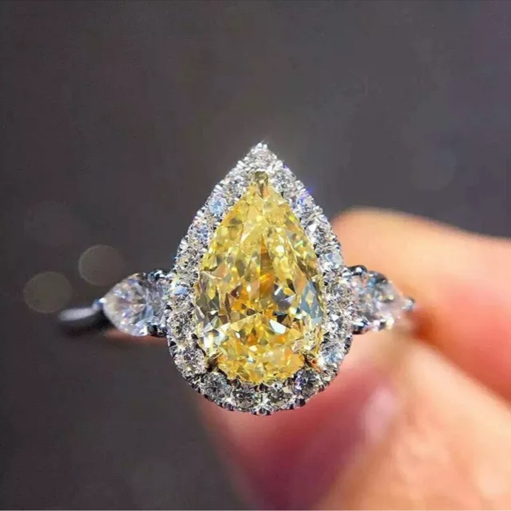 Pear Cut CZ Gorgeous Wedding Rings Jewelry 925 Silver Rings Gifts - Picture 3 of 5